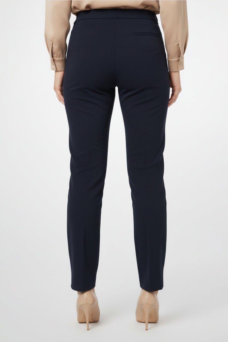armani Emporio Armani Women Regular Fit Solid Stretchable Tapered Pants, Navy Blue - Image 4
